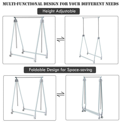 Extendable Foldable Heavy Duty Clothing Rack with Hanging Rod