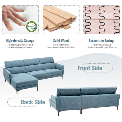 105 Inch L-Shaped Sofa Couch with 3 Adjustable Headrests