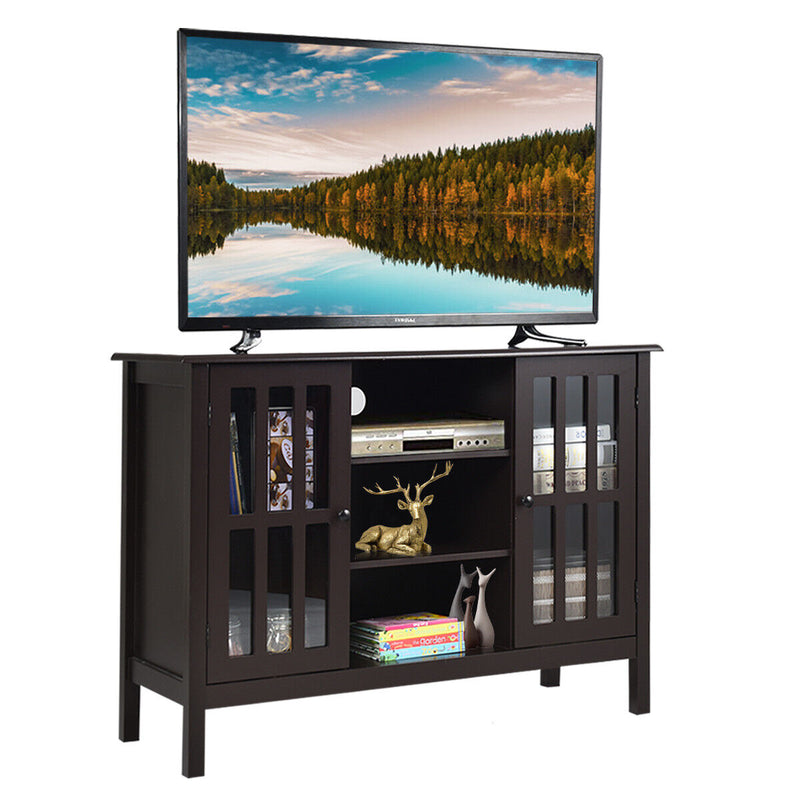 50" Wooden TV Stand with 3 Open Shelves and 2 Cabinets