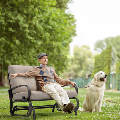 2-person Glider Rocking Bench Loveseat with Removable Cushion