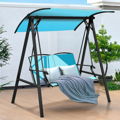 2 Person Patio Swing with Weather Resistant Glider and Adjustable Canopy