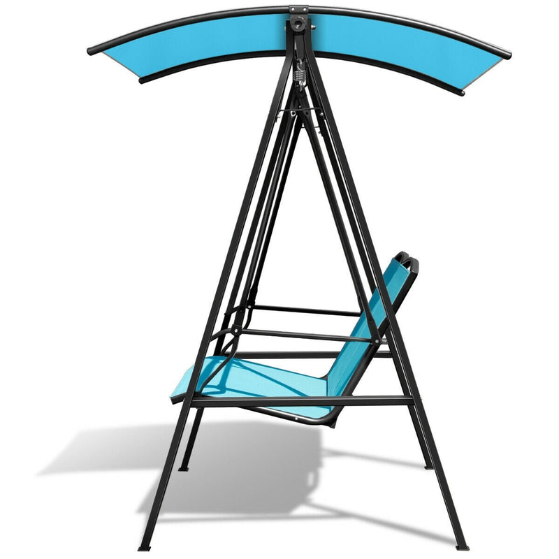 2 Person Patio Swing with Weather Resistant Glider and Adjustable Canopy