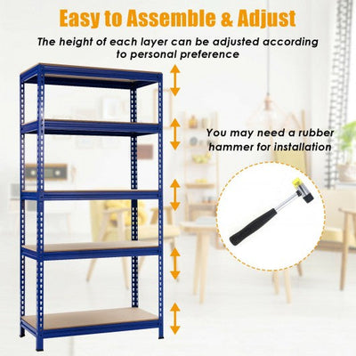 5-Tier Steel Storage Shelve for Home Office Garage--Blue