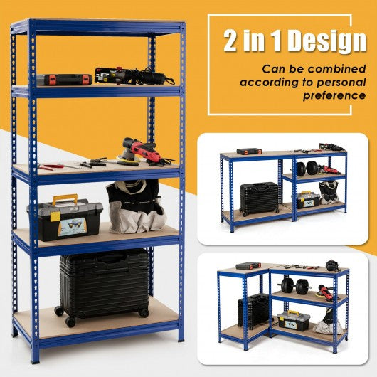 5-Tier Steel Storage Shelve for Home Office Garage--Blue