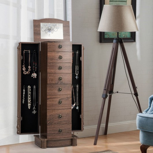 7 Drawers Retro Standing Wood Jewelry Cabinet