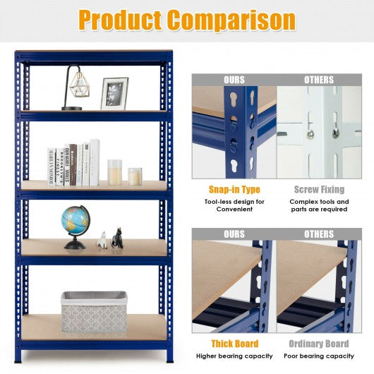 5-Tier Steel Storage Shelve for Home Office Garage--Blue