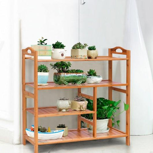 4 Tiers Multifunction Bamboo Storage Shoe Rack