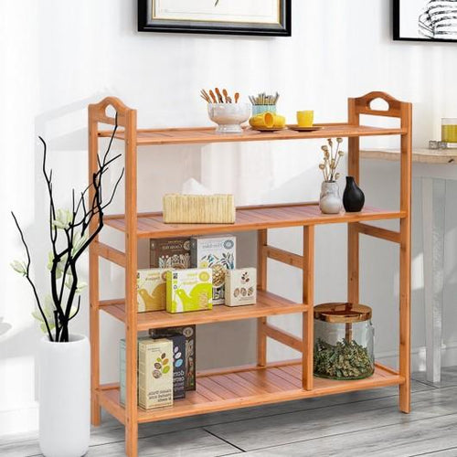 4 Tiers Multifunction Bamboo Storage Shoe Rack