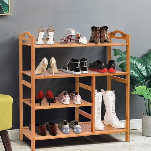 4 Tiers Multifunction Bamboo Storage Shoe Rack