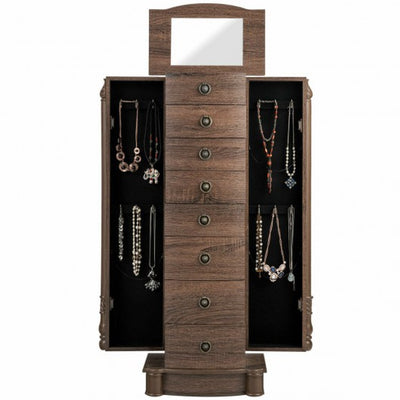 7 Drawers Retro Standing Wood Jewelry Cabinet