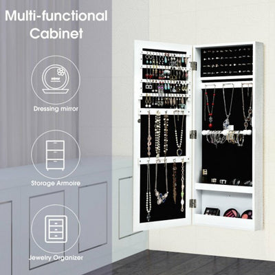 Wall Mounted Mirrored Storage Jewelry Cabinet