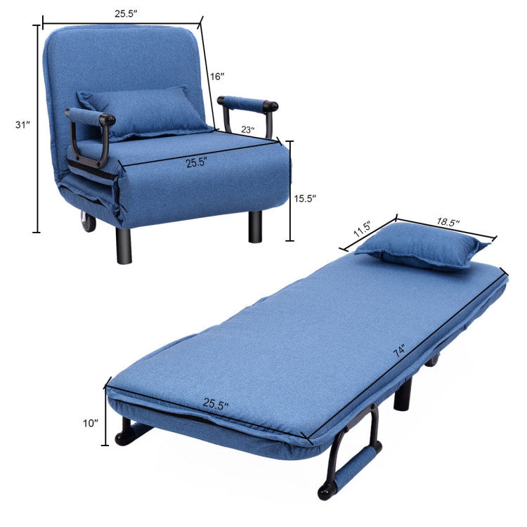 26.5 Inch Convertible Folding Leisure Recliner Sofa Bed