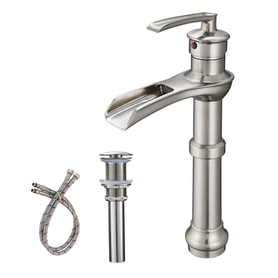 Single Handle Single Hole Bathroom Faucet High Spout Pop-Up Drain Included