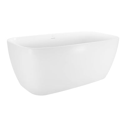 28-in W x 59-in L Gloss White Acrylic Oval Freestanding Soaking Bathtub