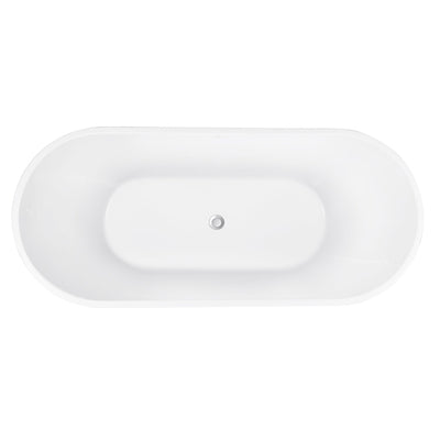 28-in W x 59-in L with Polished Chrome Trim Acrylic Oval Freestanding Soaking Bathtub