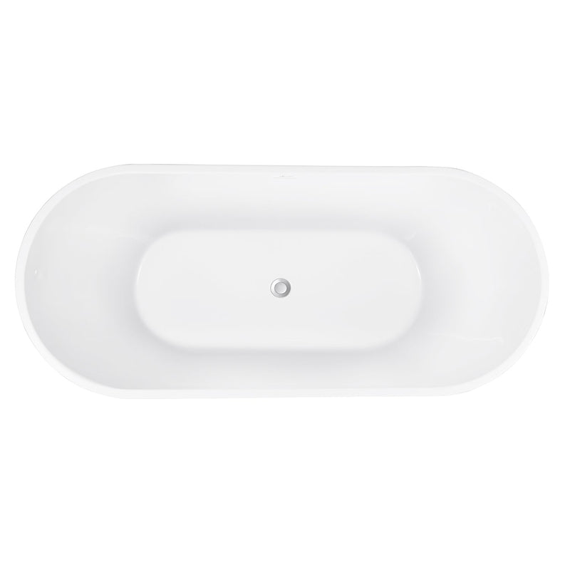 28-in W x 59-in L with Polished Chrome Trim Acrylic Oval Freestanding Soaking Bathtub