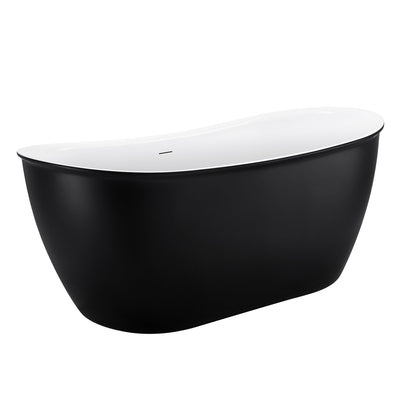 28-in W x 59-in L Gloss Acrylic Oval Freestanding Soaking Bathtub