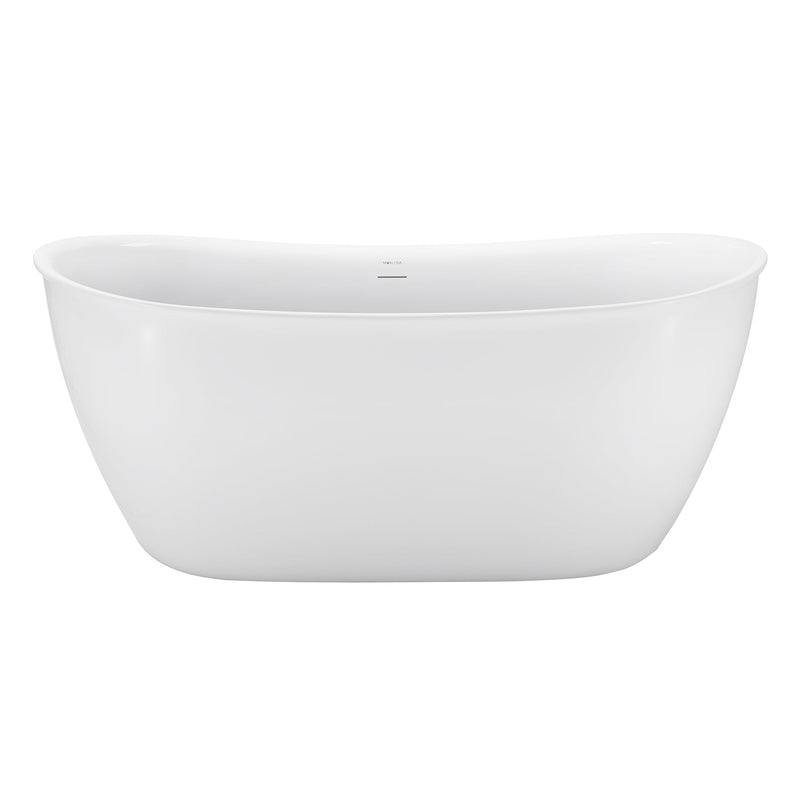 28-in W x 59-in L Gloss Acrylic Oval Freestanding Soaking Bathtub