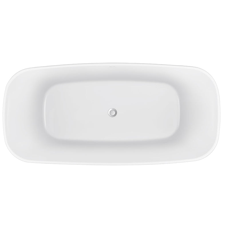 28-in W x 59-in L Gloss White Acrylic Oval Freestanding Soaking Bathtub