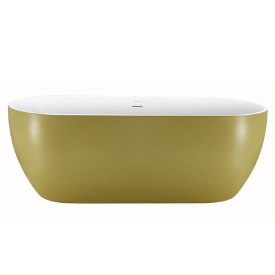 28-in W x 59-in L with Polished Chrome Trim Acrylic Oval Freestanding Soaking Bathtub