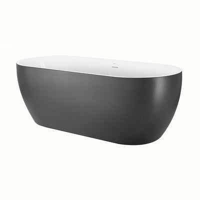 28-in W x 59-in L with Polished Chrome Trim Acrylic Oval Freestanding Soaking Bathtub