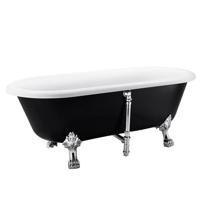 30-in W x 66-in L Gloss Black Acrylic Oval Freestanding Soaking Bathtub