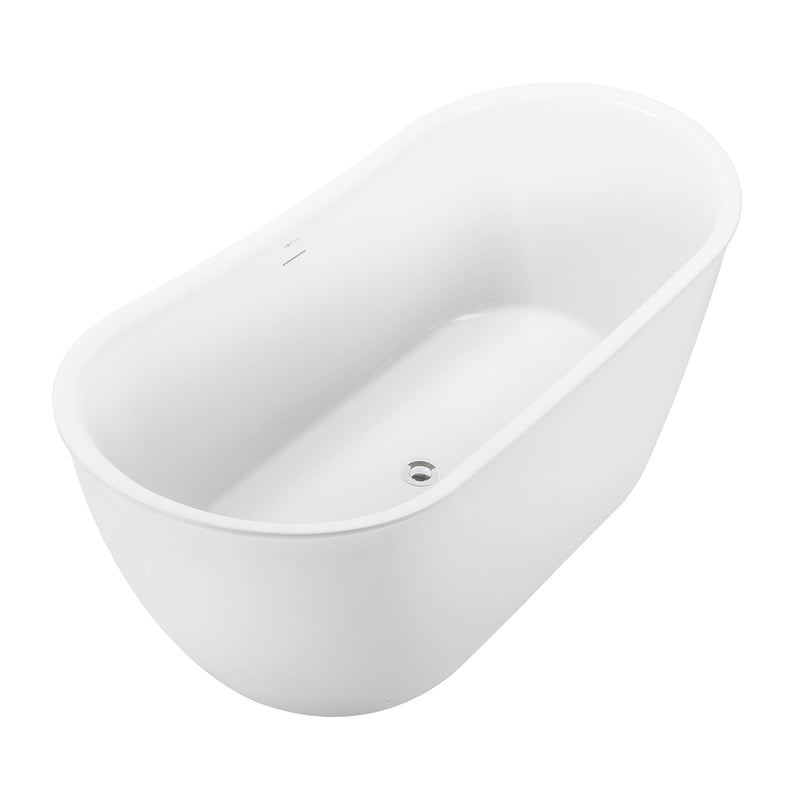 28-in W x 59-in L Gloss Acrylic Oval Freestanding Soaking Bathtub