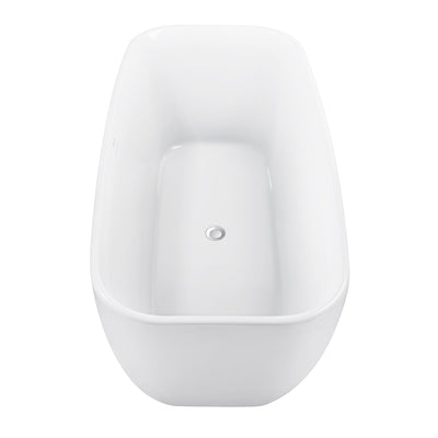 28-in W x 59-in L Gloss White Acrylic Oval Freestanding Soaking Bathtub