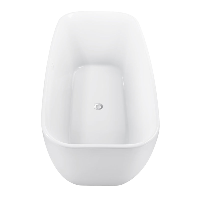 28-in W x 59-in L Gloss White Acrylic Oval Freestanding Soaking Bathtub