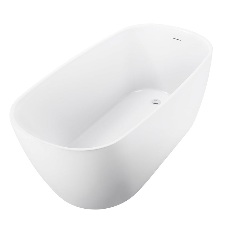 28-in W x 59-in L Gloss Acrylic Oval Freestanding Soaking Bathtub