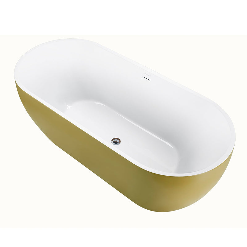 28-in W x 59-in L with Polished Chrome Trim Acrylic Oval Freestanding Soaking Bathtub