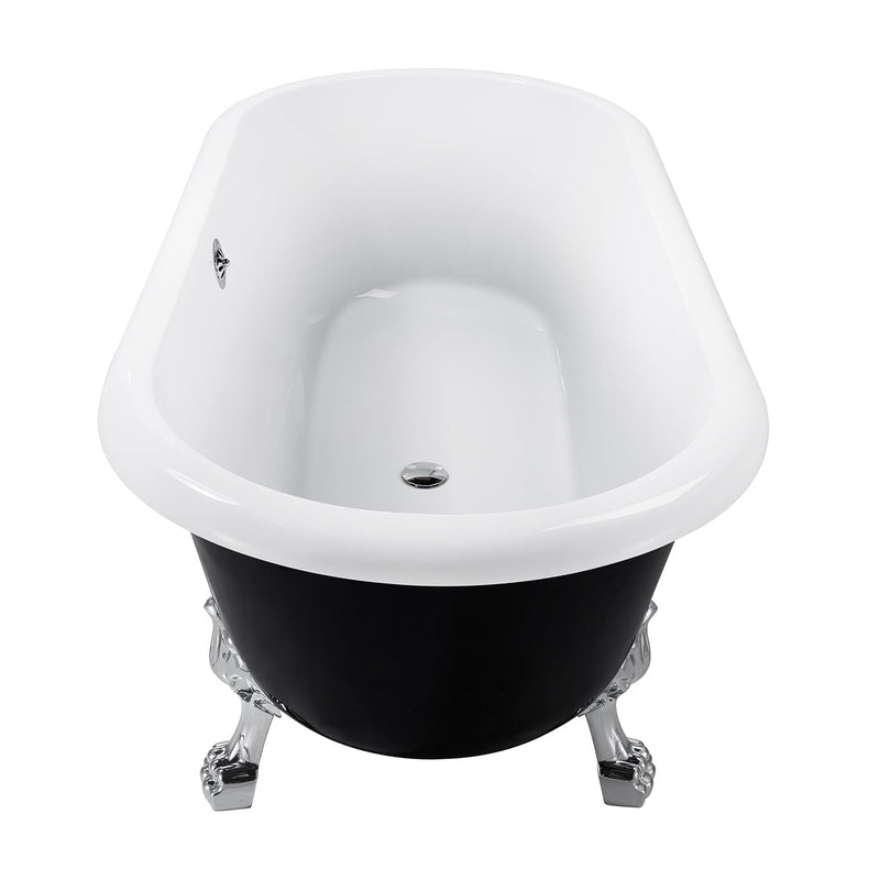 30-in W x 66-in L Gloss Black Acrylic Oval Freestanding Soaking Bathtub