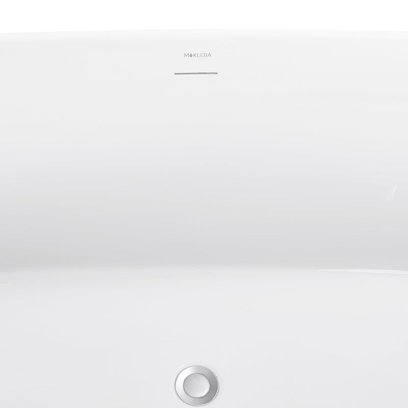 28-in W x 59-in L Gloss White Acrylic Oval Freestanding Soaking Bathtub