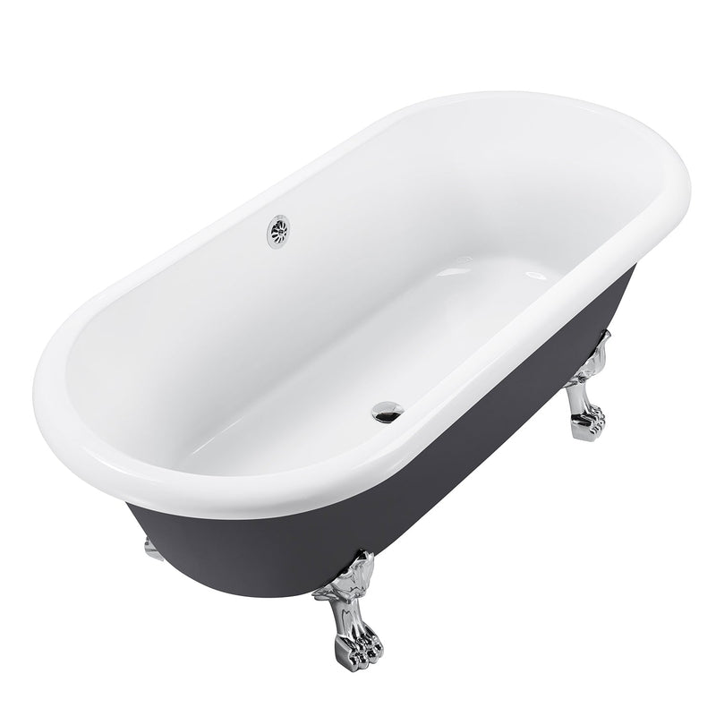 30-in W x 66-in L Gloss Black Acrylic Oval Freestanding Soaking Bathtub