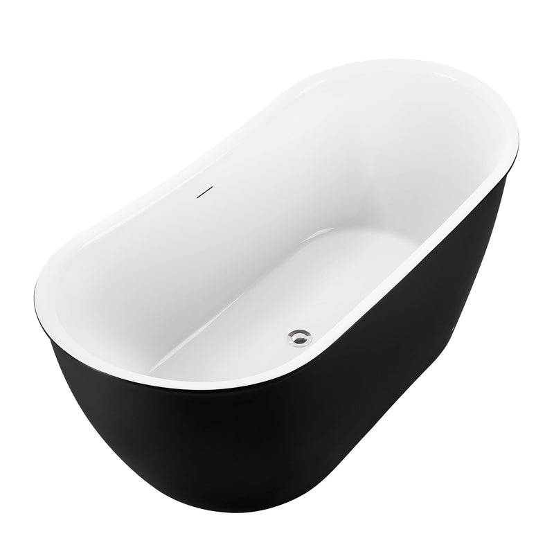 28-in W x 59-in L Gloss Acrylic Oval Freestanding Soaking Bathtub