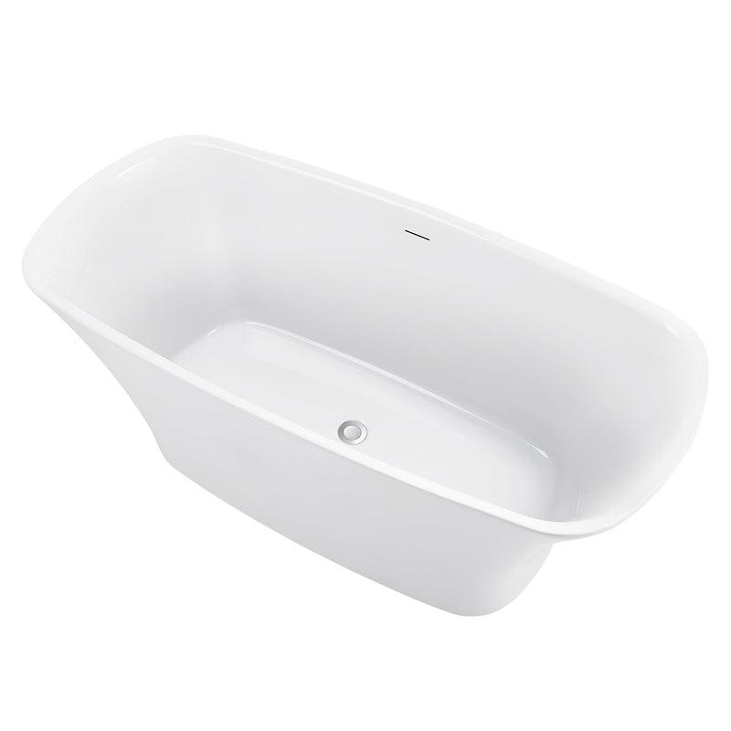 31-in W x 67-in L Gloss White Acrylic Freestanding Soaking Bathtub