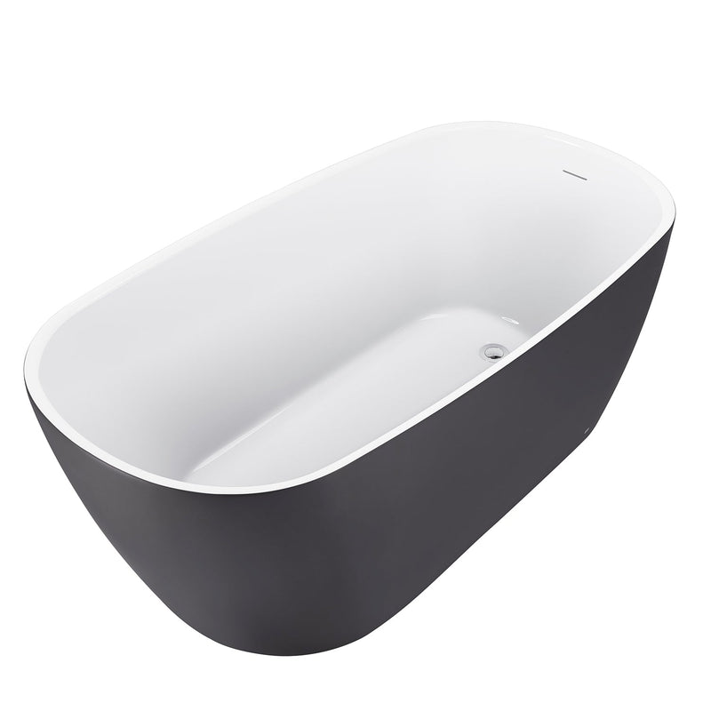 28-in W x 59-in L Gloss Acrylic Oval Freestanding Soaking Bathtub