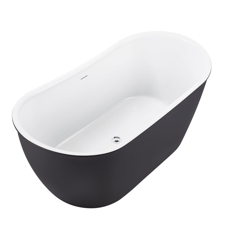 28-in W x 59-in L Gloss Acrylic Oval Freestanding Soaking Bathtub