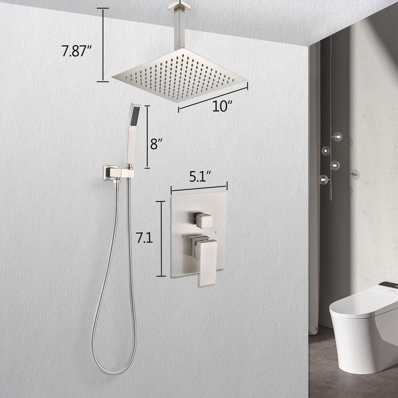 Ceiling Mounted Shower System Combo Set with Handheld and 10 in. Shower head