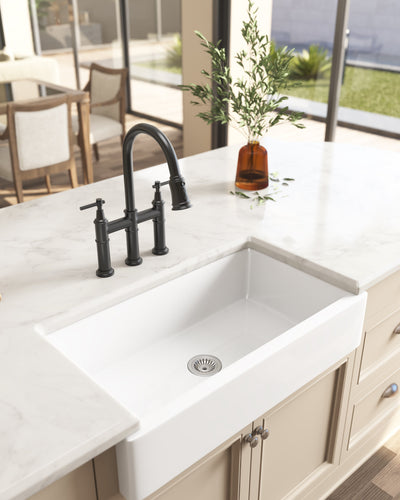 Farmhouse Front White Ceramic Kitchen Sink