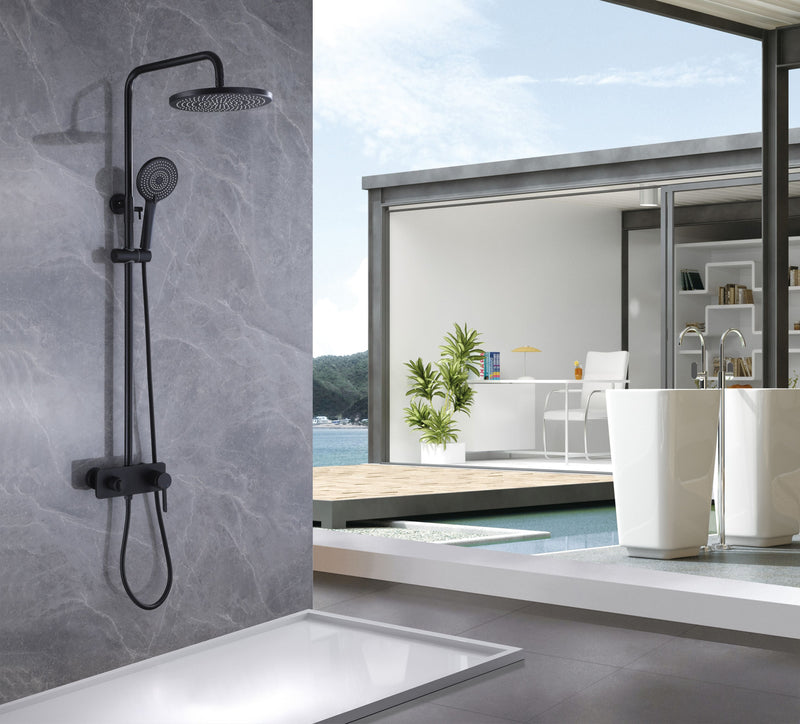 Wall Mount 3-Function Complete Shower System with Rough-In Valve