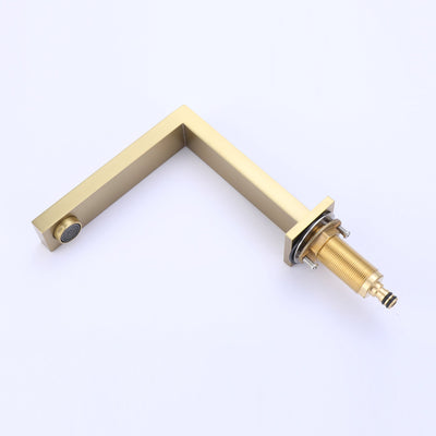 Widespread Bathroom Faucet 3 Hole Brushed Gold Basin Lavatory Mixer Tap