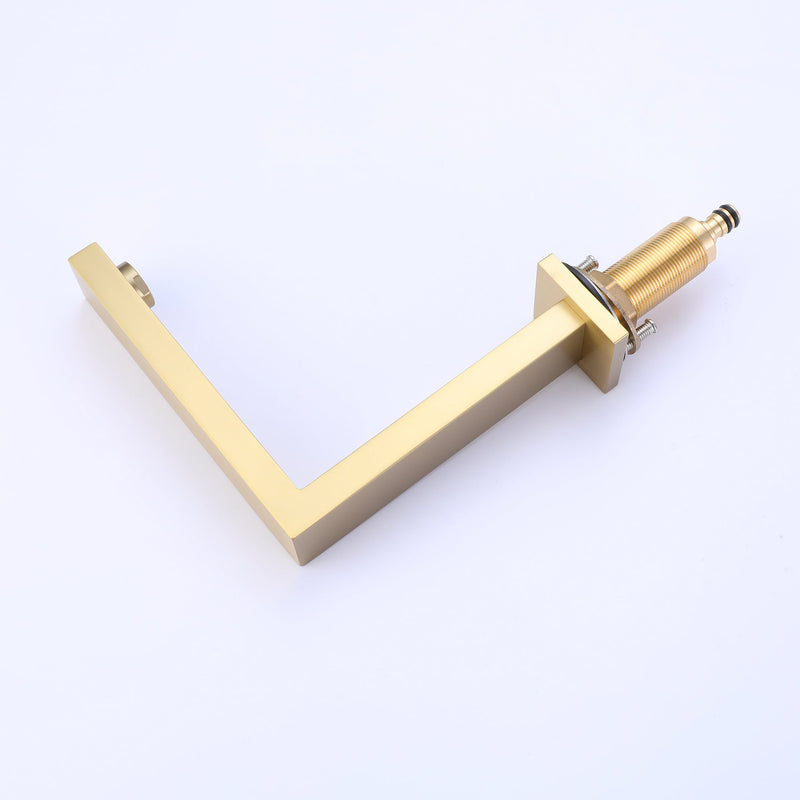 Widespread Bathroom Faucet 3 Hole Brushed Gold Basin Lavatory Mixer Tap