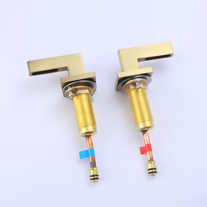 Widespread Bathroom Faucet 3 Hole Brushed Gold Basin Lavatory Mixer Tap