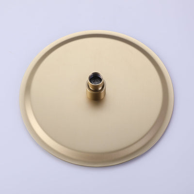 Wall Mount Brushed Gold Round Shower Head Faucet Set