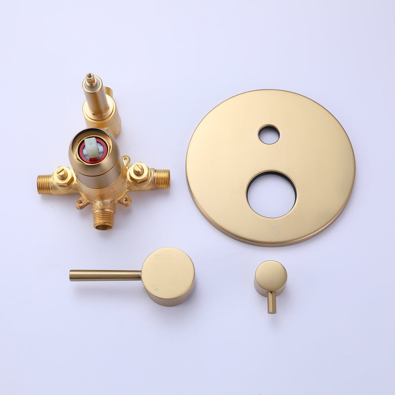 Wall Mount Brushed Gold Round Shower Head Faucet Set