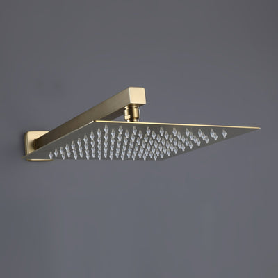 Wall Mounted Rainfall Shower System Brushed Gold Shower Faucets Set