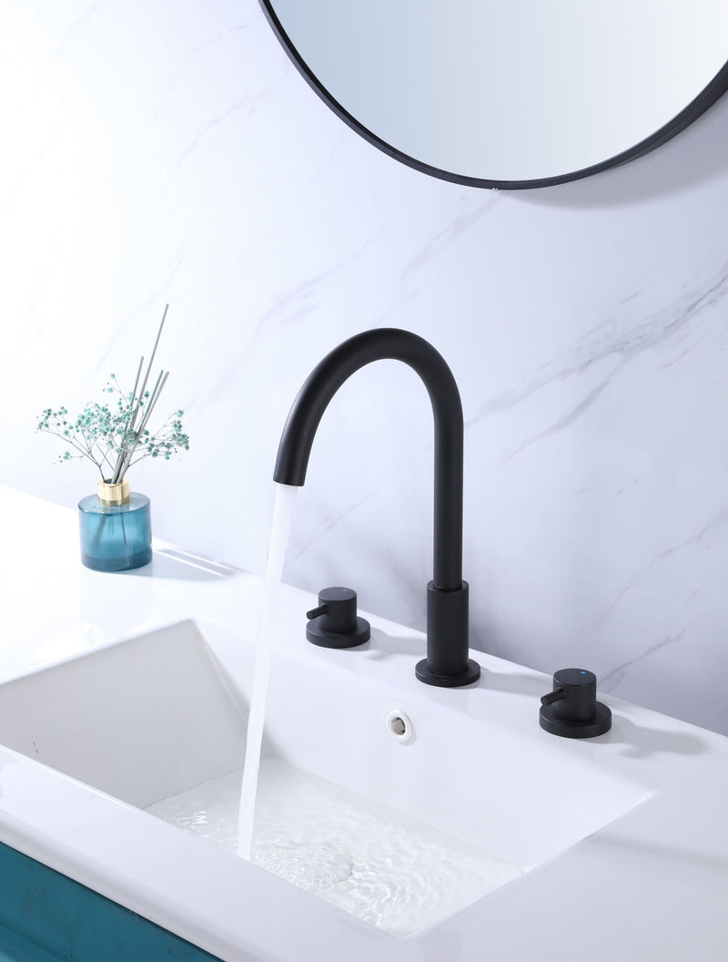 Matte Black Widespread Bathroom Vanity Sink Faucet