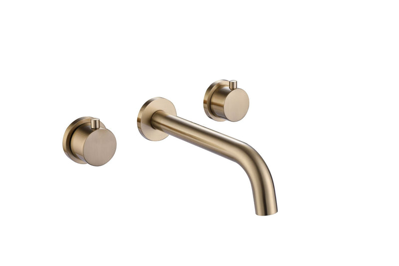 Solid Brass Wall Mounted Two Handle Bathroom Sink Faucet