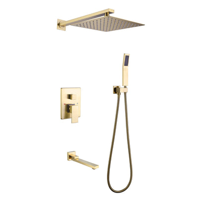 Wall Mounted Shower System with Tub Spout and HandHeld Shower